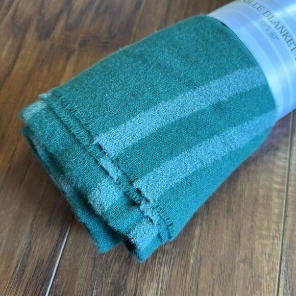NWT Chenille Dark Green Blanket Striped Throw 50” x 60” Bullseye’s Playground - Picture 5 of 5